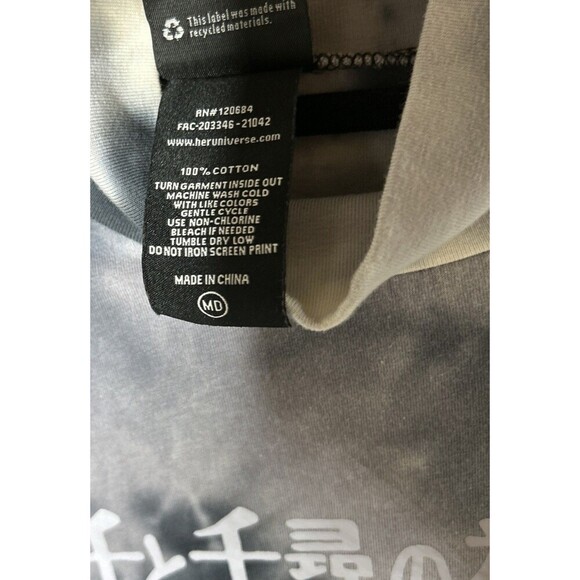 Spirited Away Mini Dress Tie Dye High Neck Gray Goth Cotton Long Sleeves Size M - Picture 6 of 7